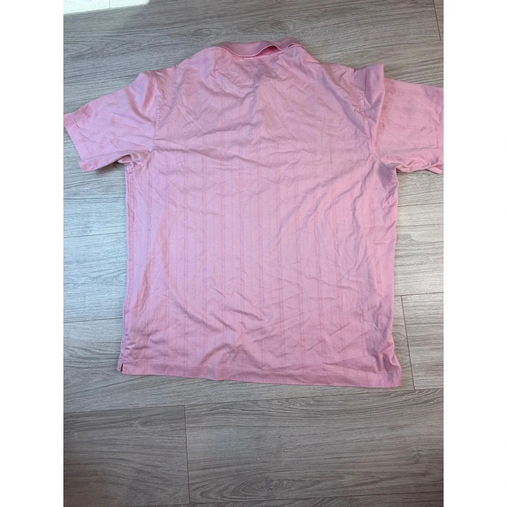 Nike Tiger Woods Collection Dri-FIT Pink Vertical Stripe Golf Polo Mens‎ XL